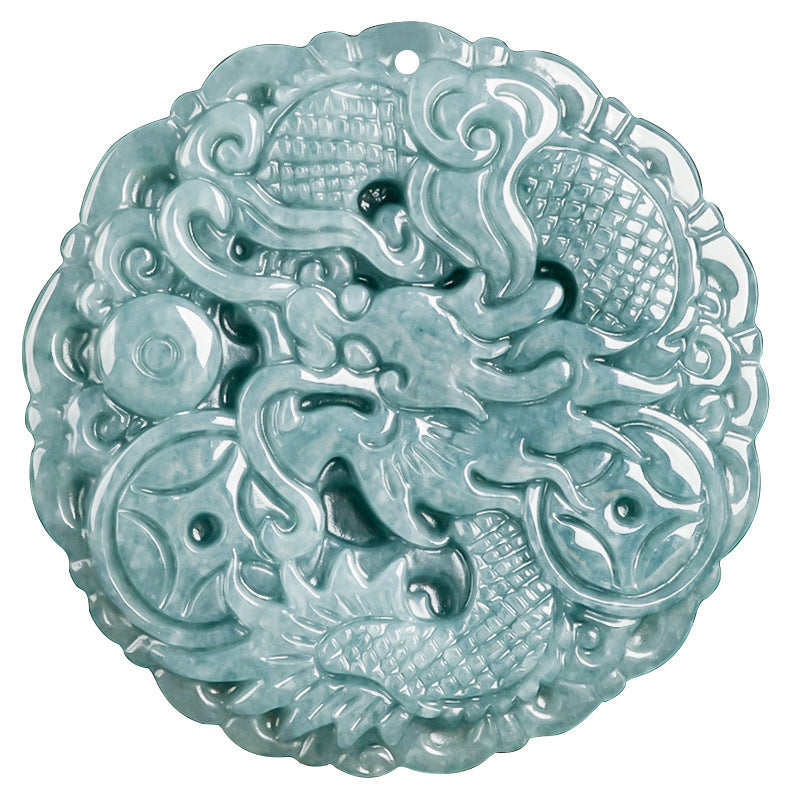 Natural jadeite Fortune Dragon pendant