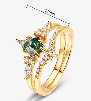 S925 sliver natural crystal  moss agate ring adjustable ring